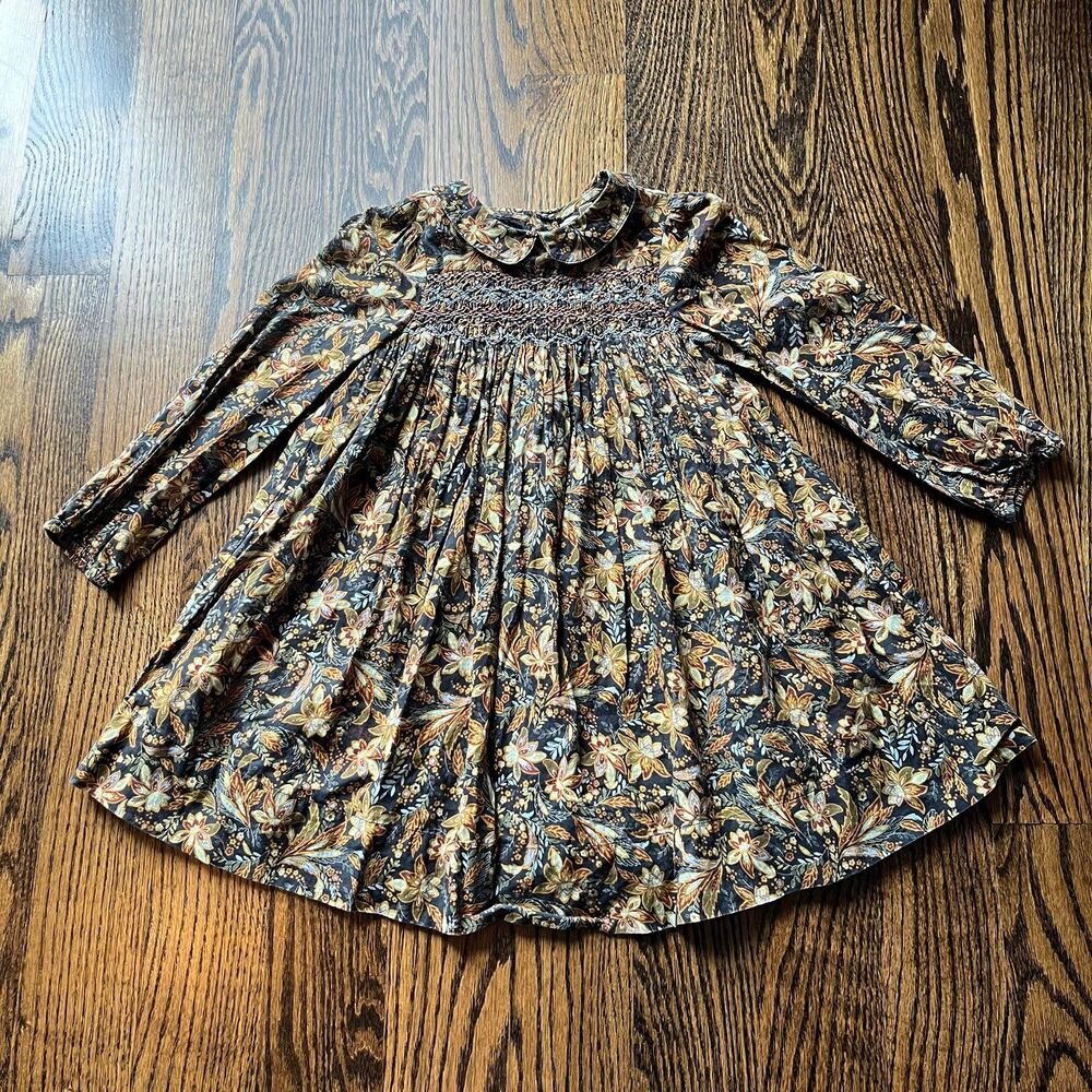 Doen Letty Dress in Noir Narcissus Floral (6Y)